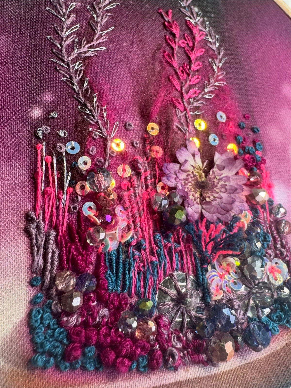 Purple Terrarium Printed Fabric Panel + Stitch Guide