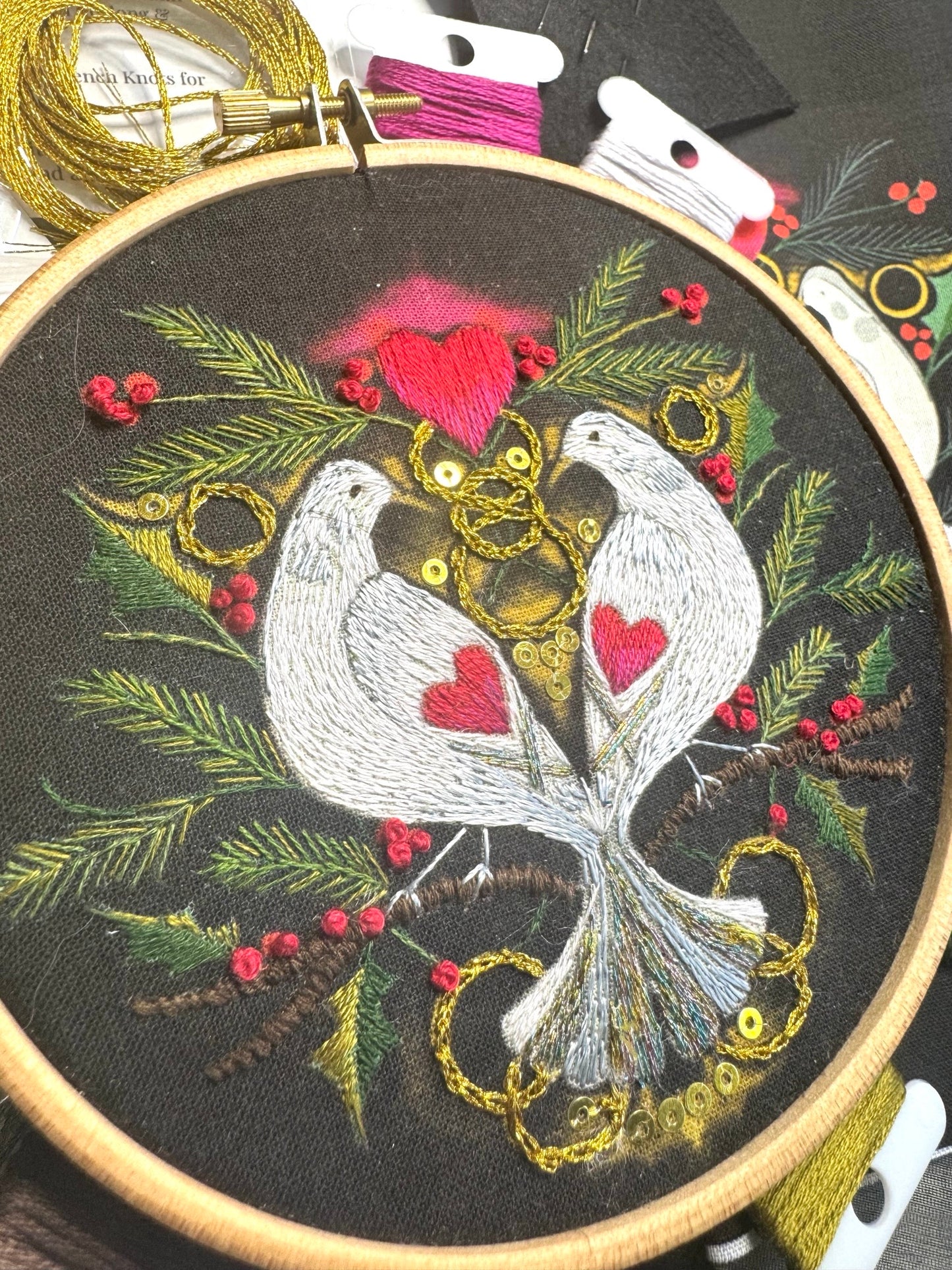 Christmas Doves Embroidery Kit