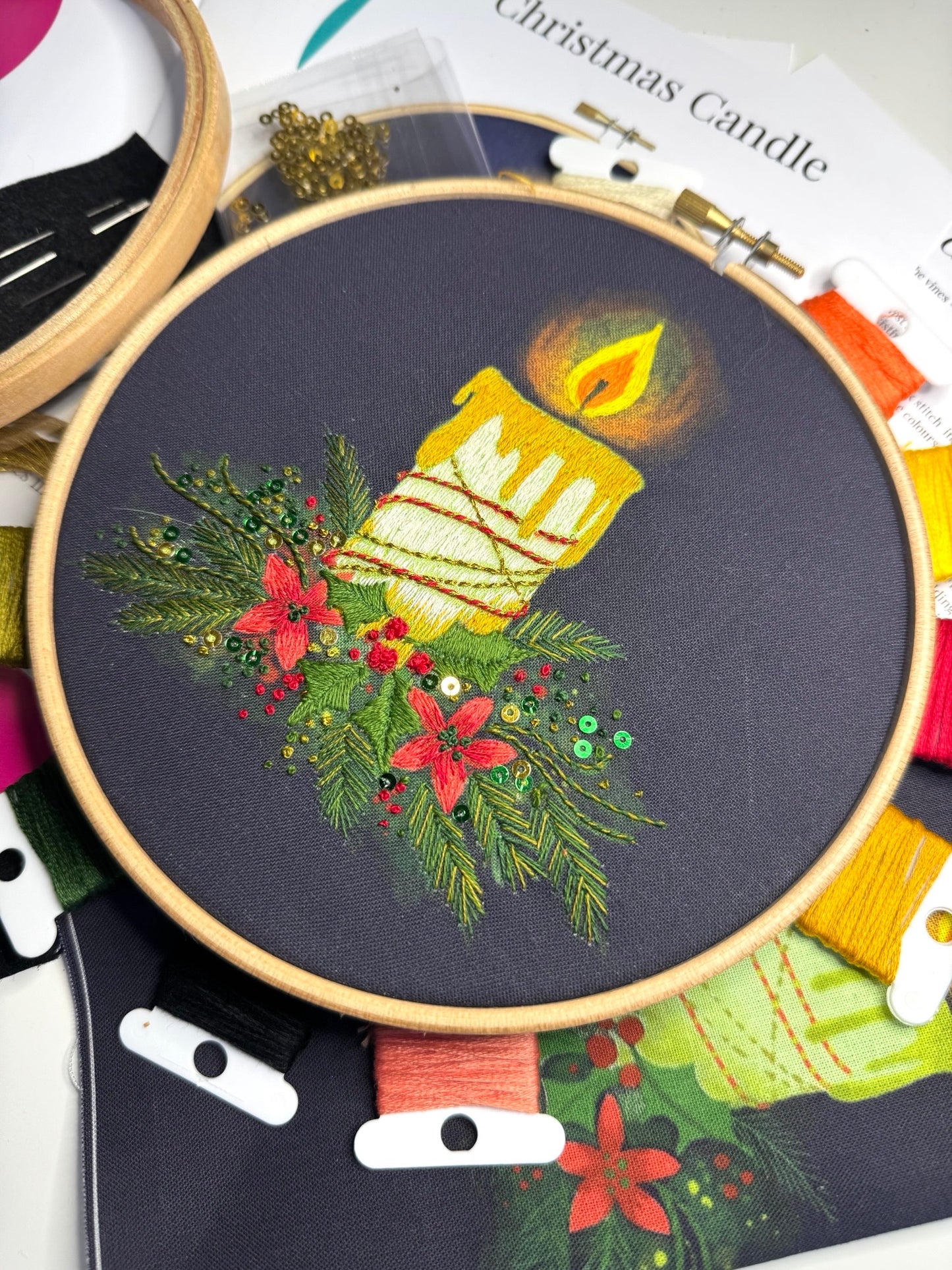 Christmas Candle Embroidery Kit