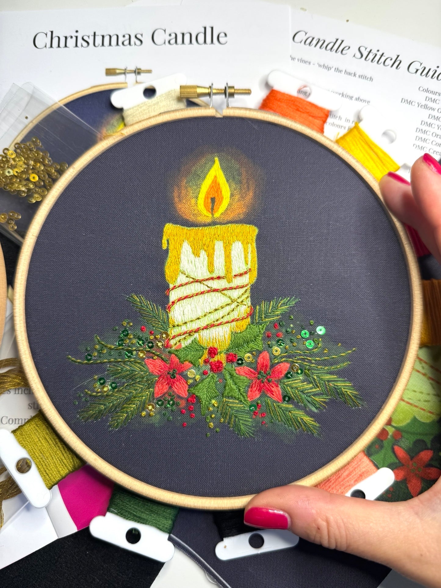 Christmas Candle Embroidery Kit