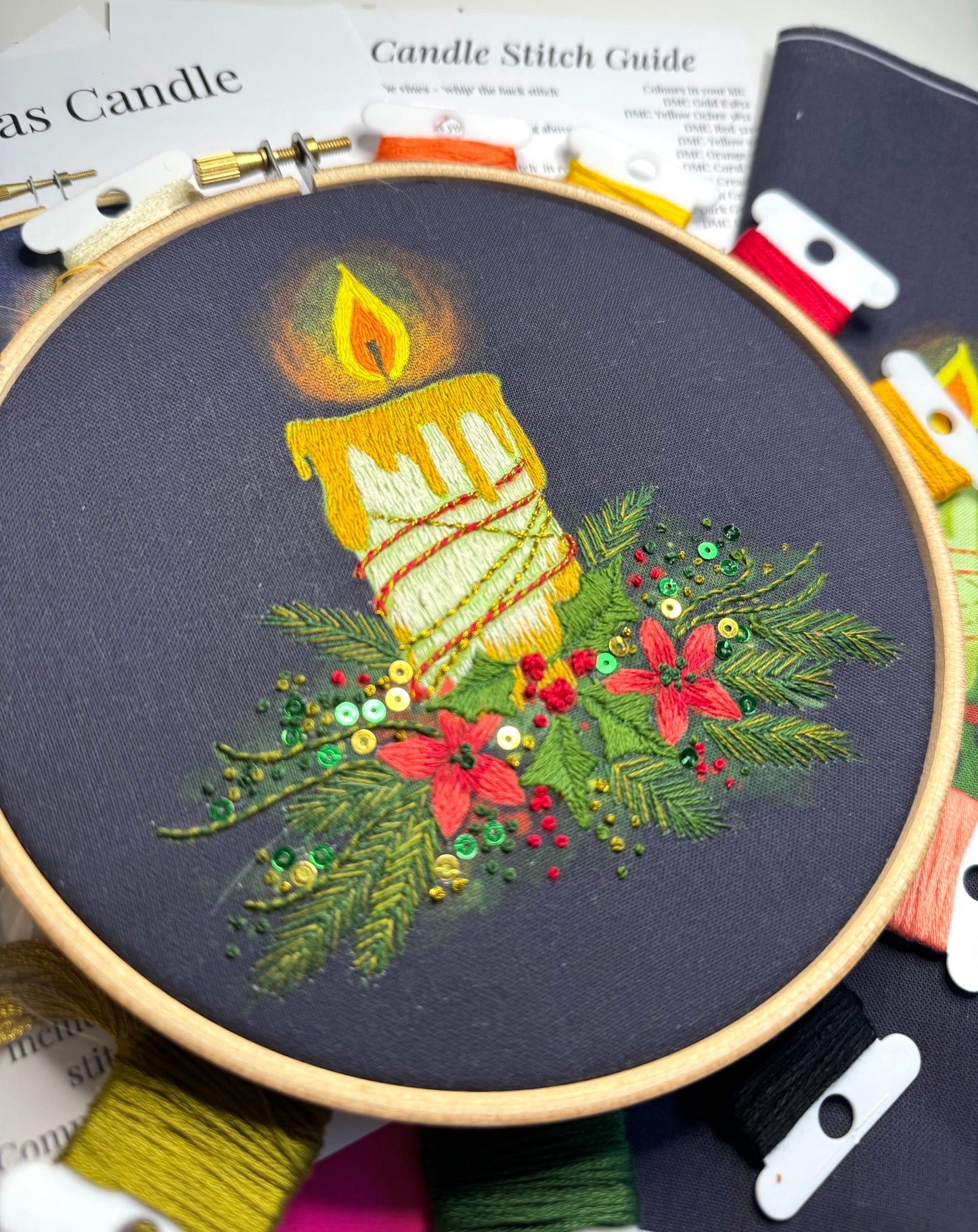 Christmas Candle Embroidery Kit