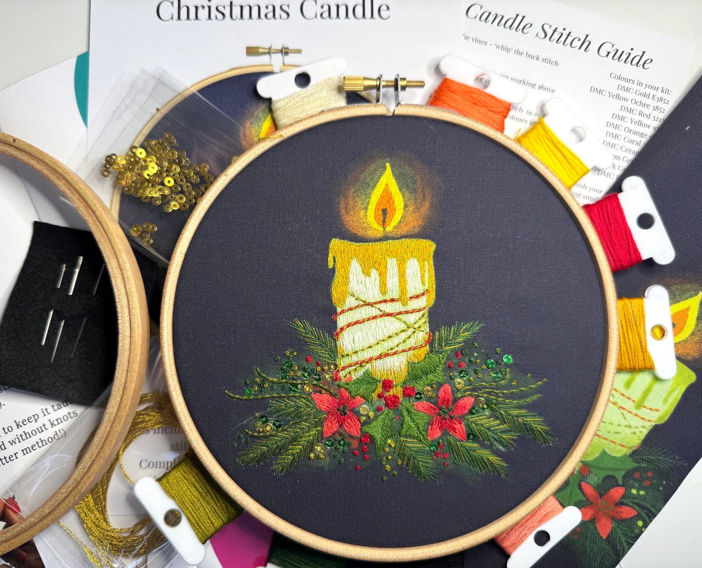 Christmas Candle Embroidery Kit