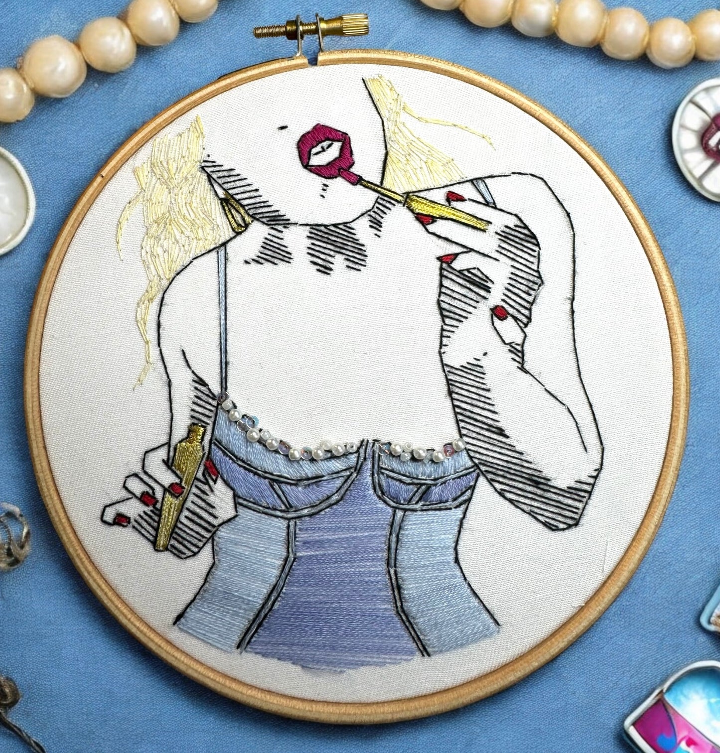 Embroidery Pattern / PDF - Georgina in Blue