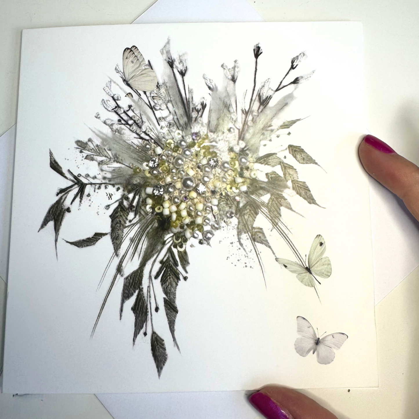 White Bouquet Greeting Card