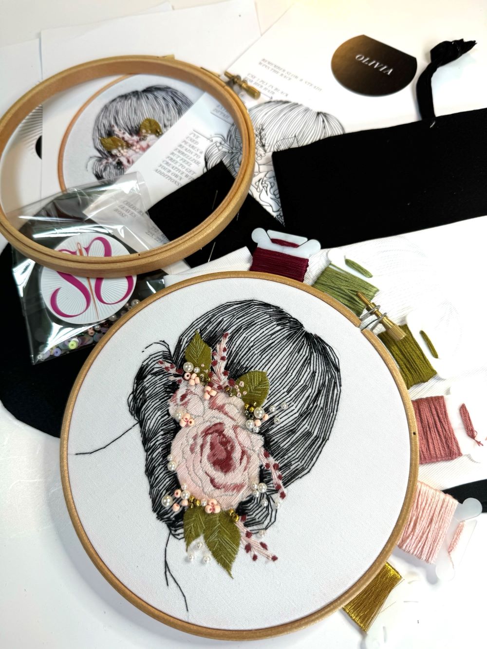 needlepoint kit for beginners with floral detail 