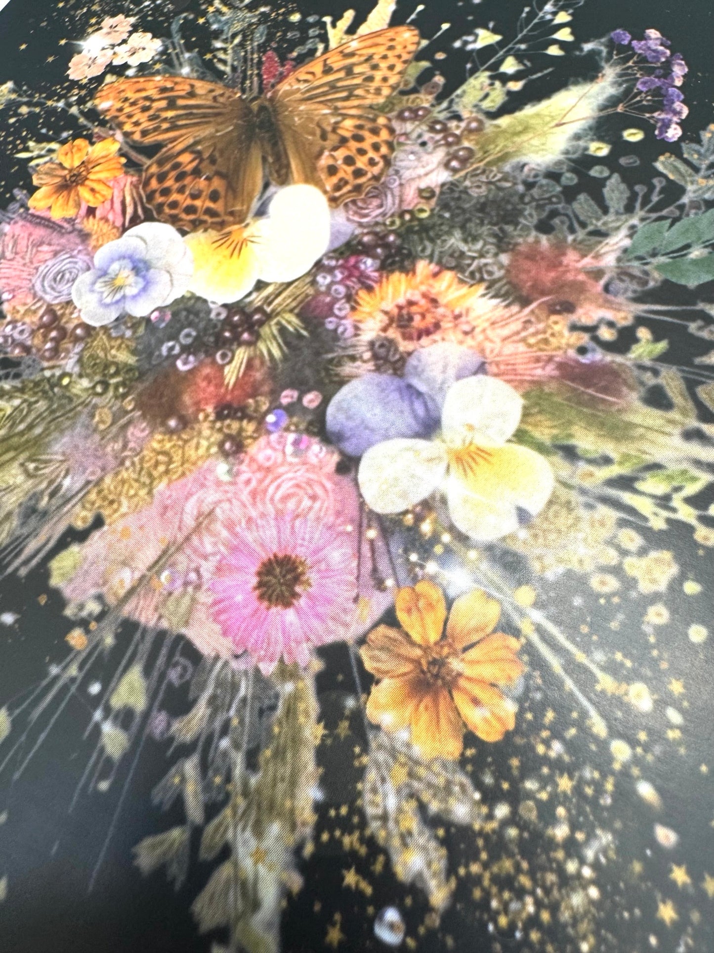 Floral Burst in Black Greeting Card