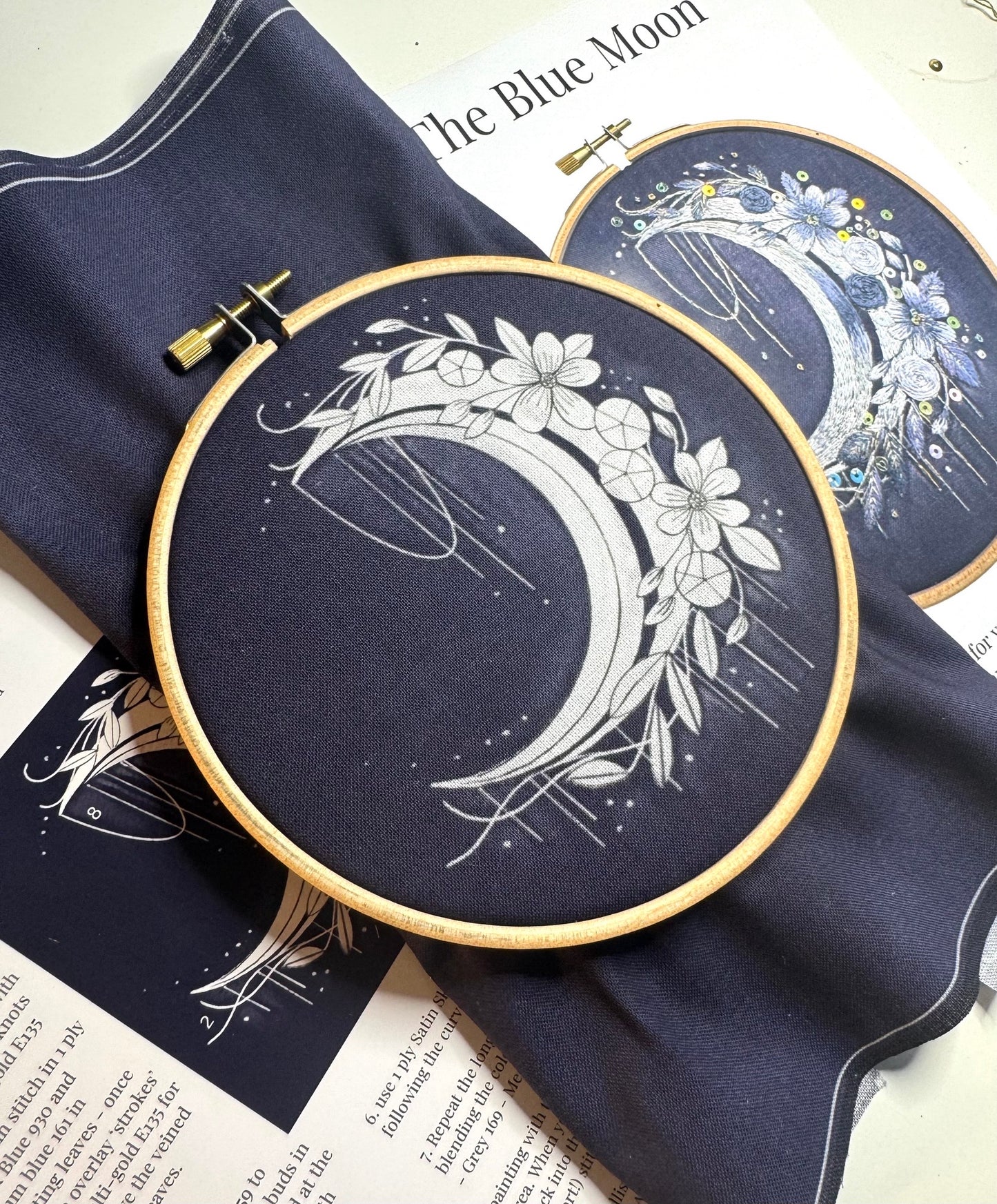 Blue Moon Colour Printed Fabric Panel + Instructions