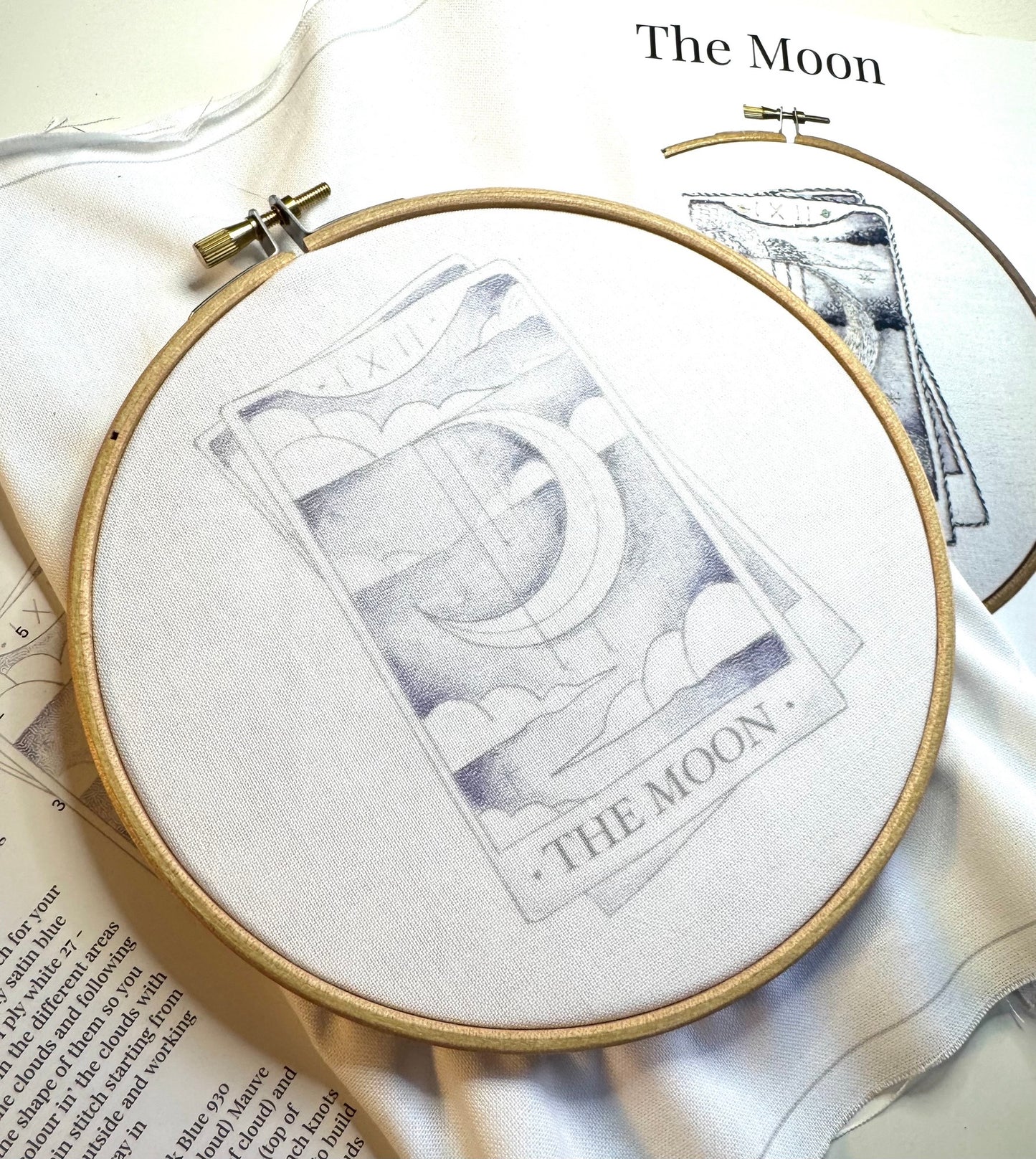 The Moon Tarot Card Colour Printed Fabric Panel + Instructions