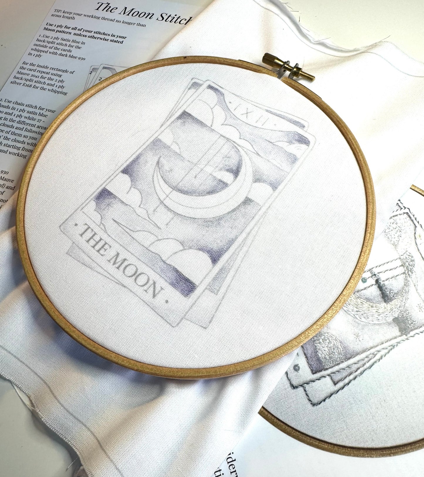 The Moon Tarot Card Colour Printed Fabric Panel + Instructions