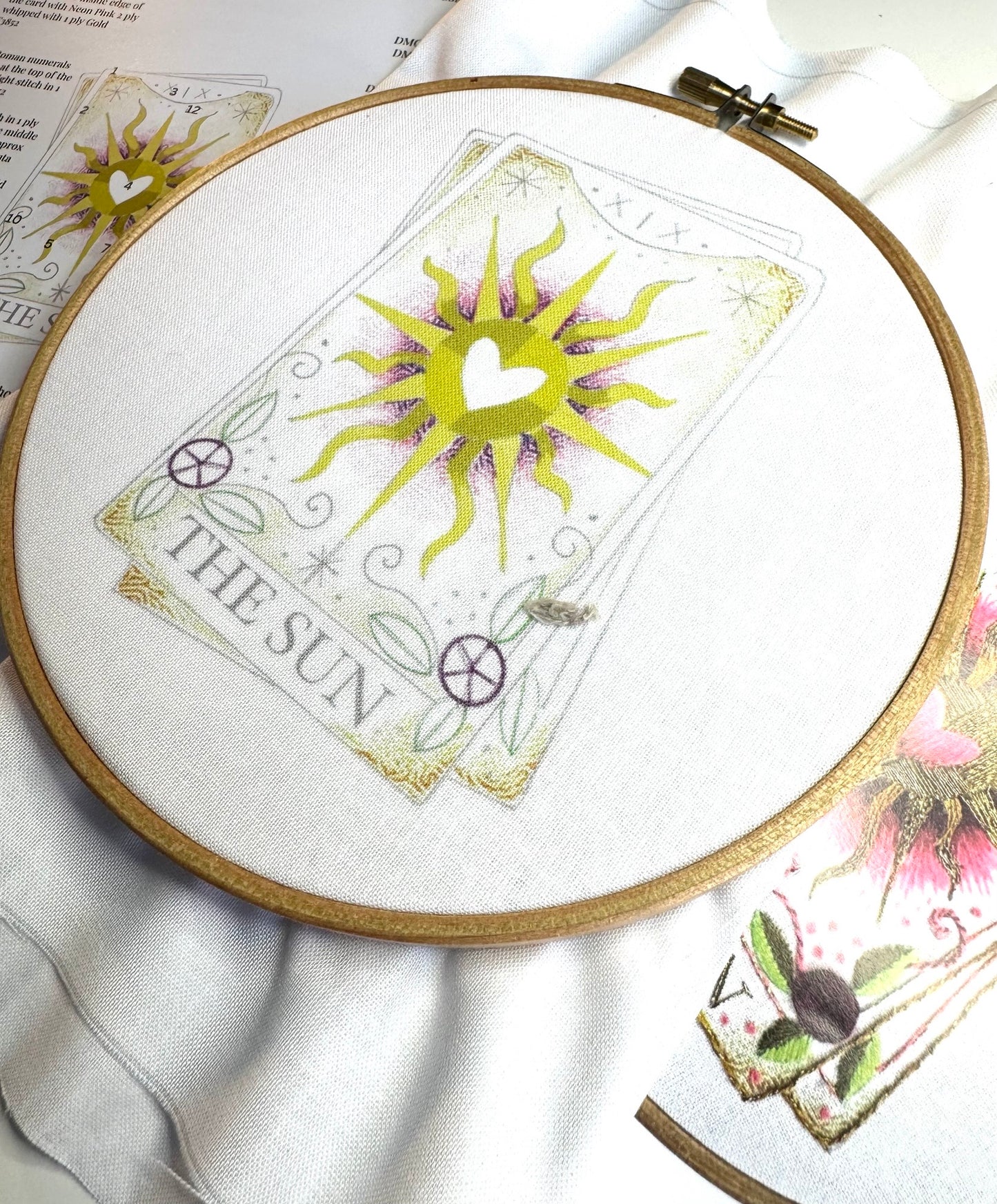 The Sun Tarot Card Colour Printed Fabric Panel + Instructions