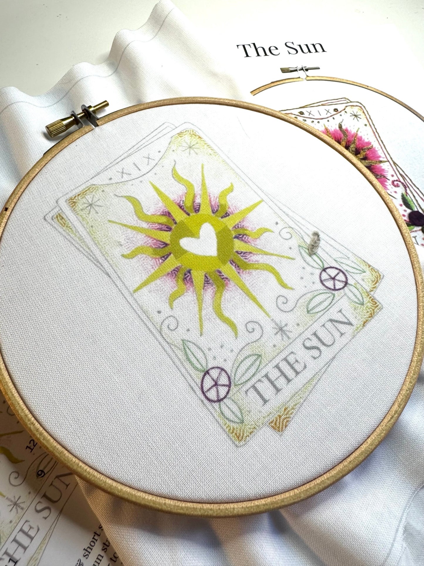 The Sun Tarot Card Colour Printed Fabric Panel + Instructions