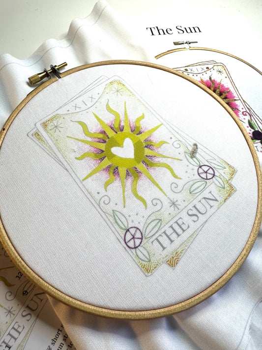 The Sun Tarot Card Colour Printed Fabric Panel + Instructions