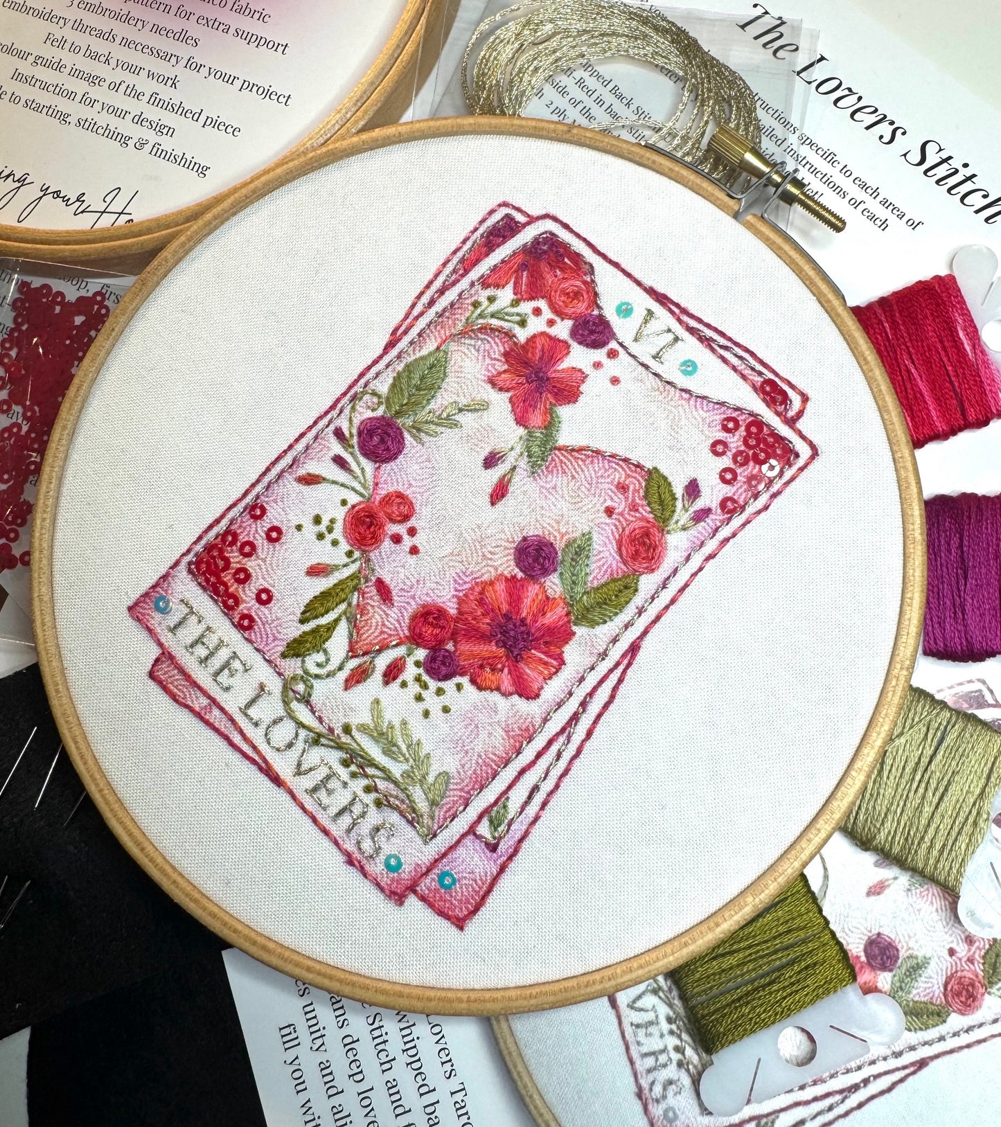The Lovers Tarot Card Embroidery Kit