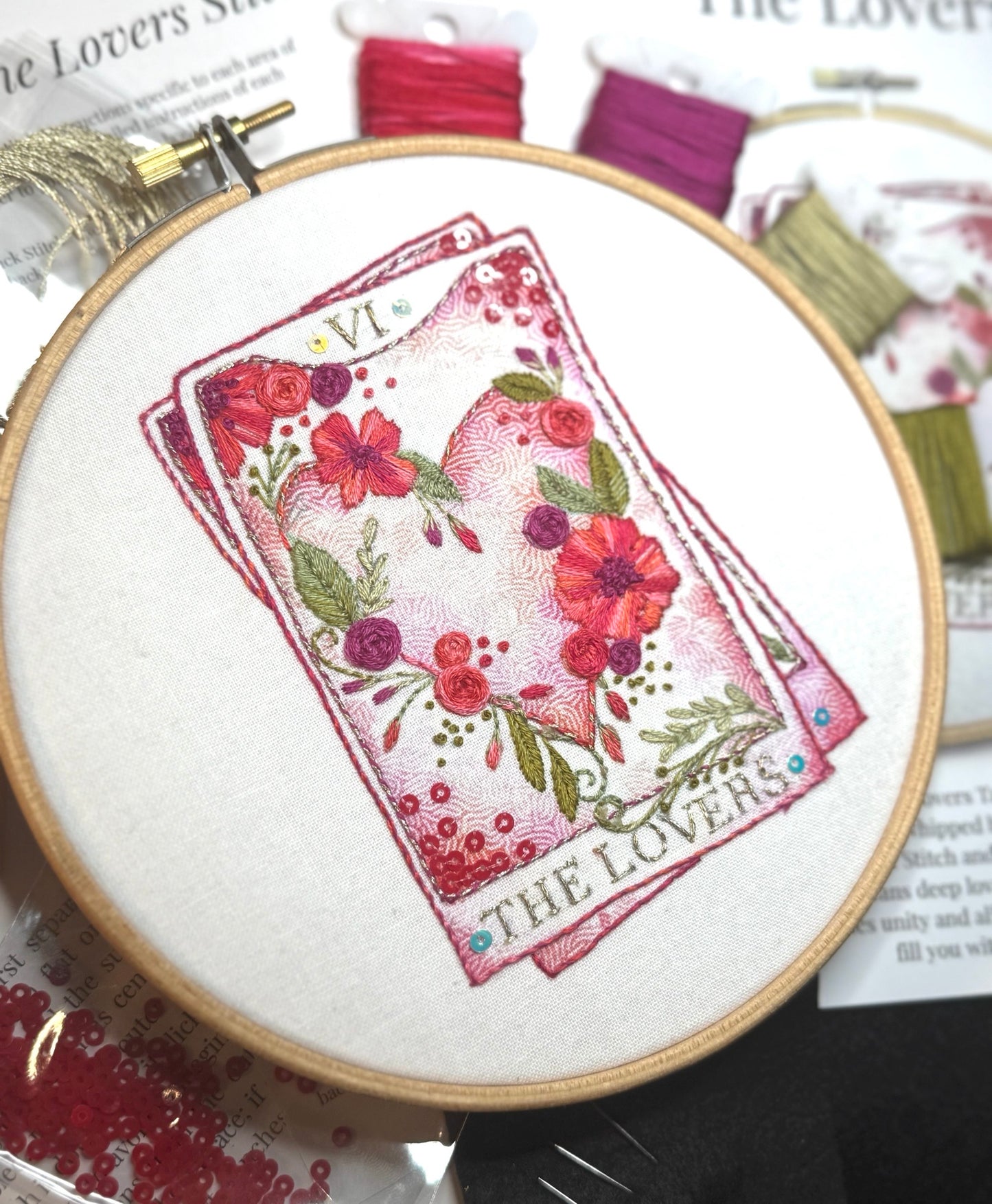 The Lovers Tarot Card Embroidery Kit