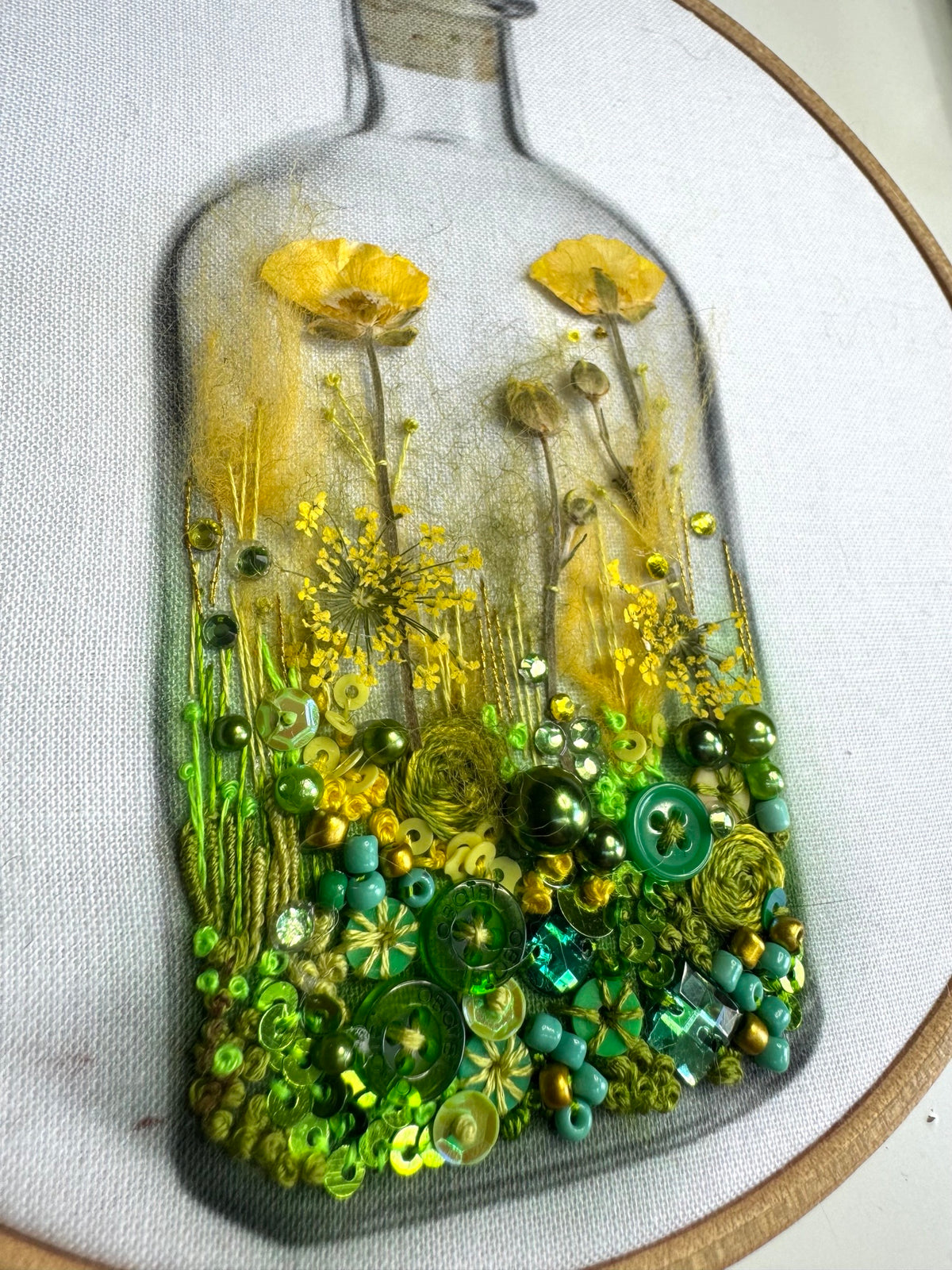 Glass Bottle Printed Fabric Panel + Stitch Guide