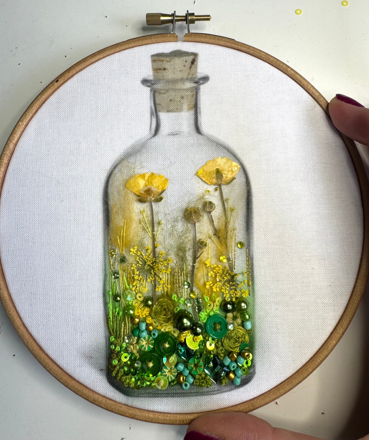 Glass Bottle Printed Fabric Panel + Stitch Guide