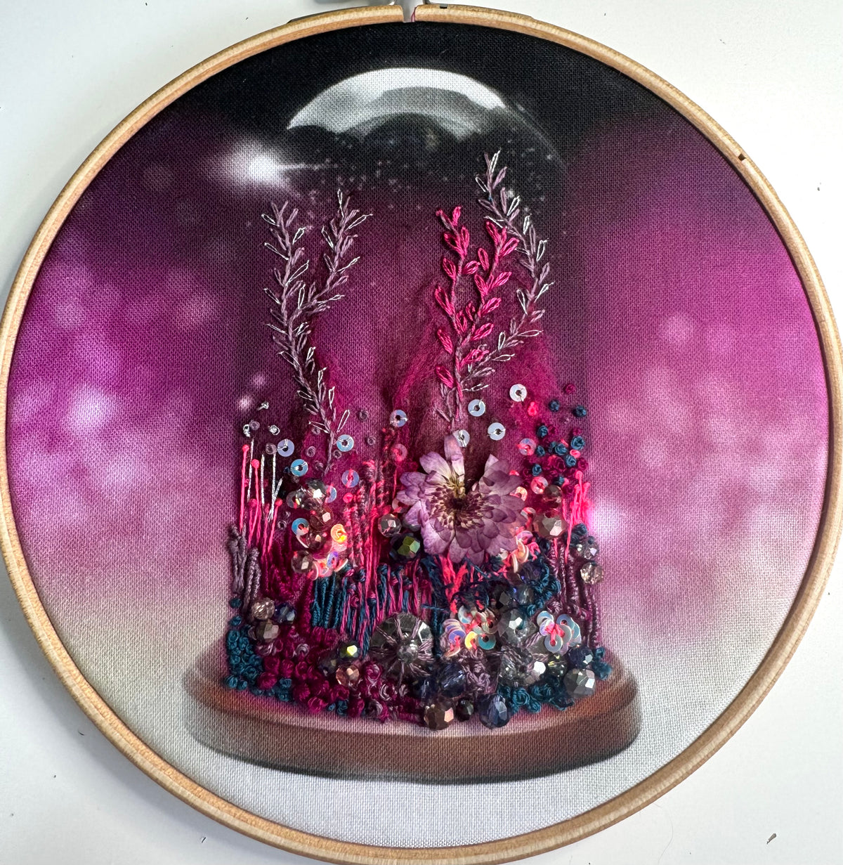 Purple Terrarium Printed Fabric Panel + Stitch Guide