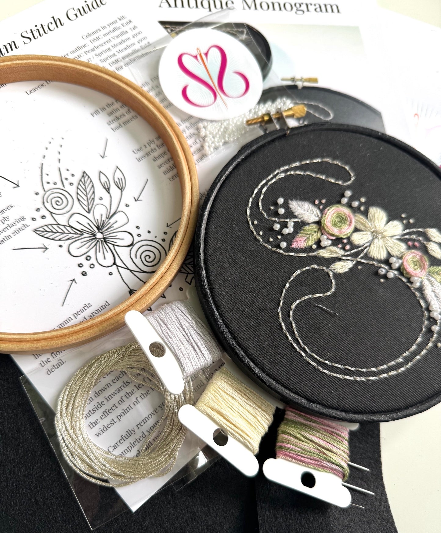 Antique Monogram Embroidery Kit