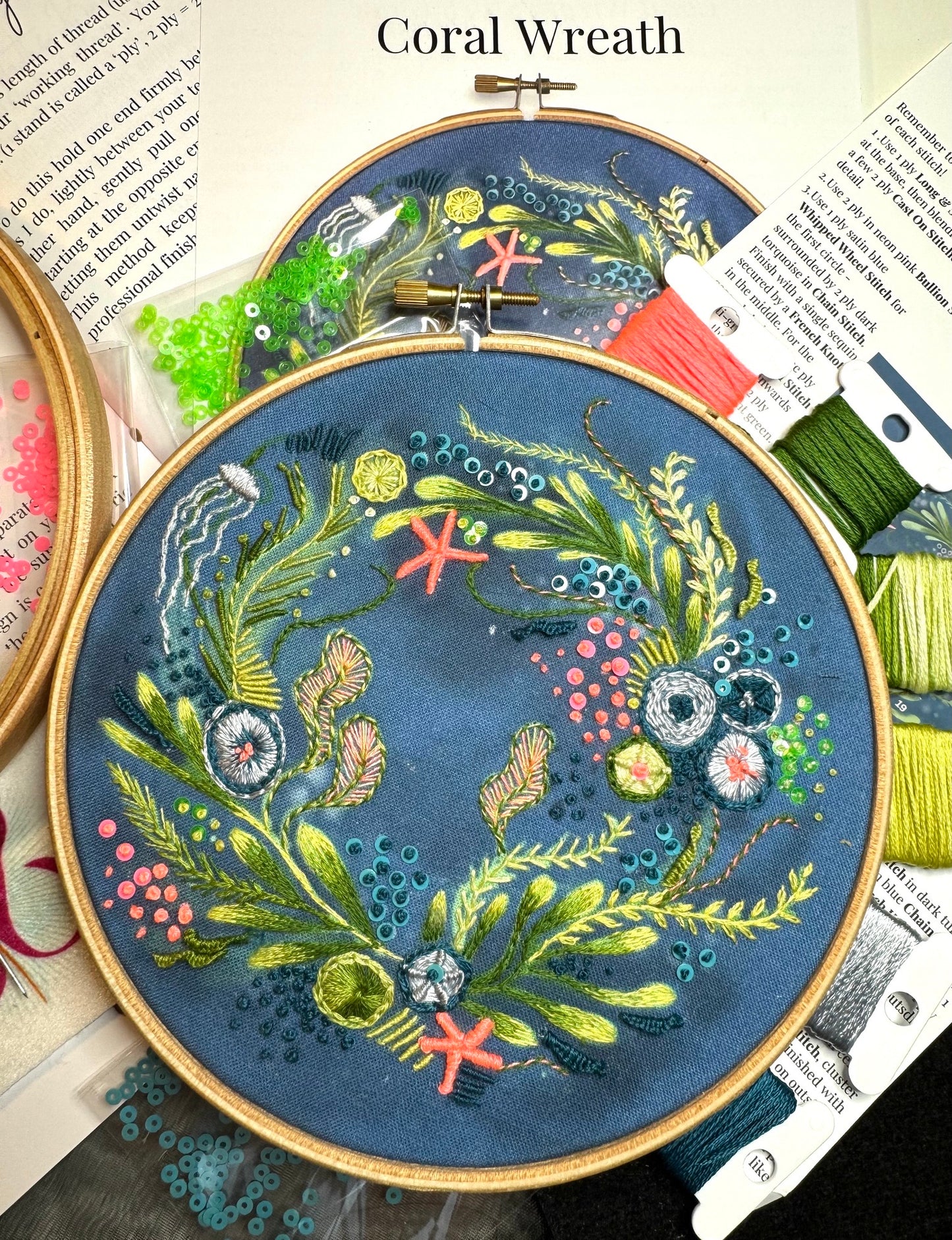 Coral Wreath Embroidery Kit