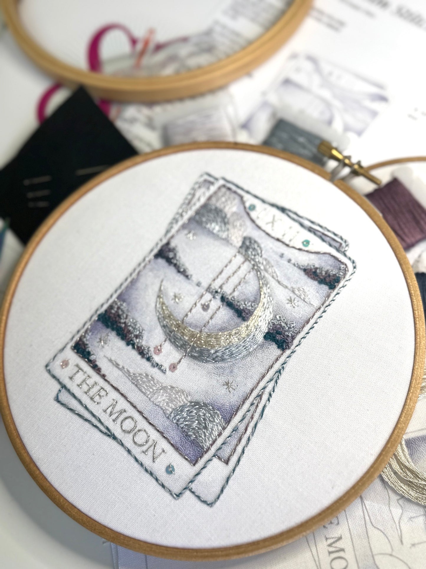 The Moon Tarot Card Colour Printed Fabric Panel + Instructions