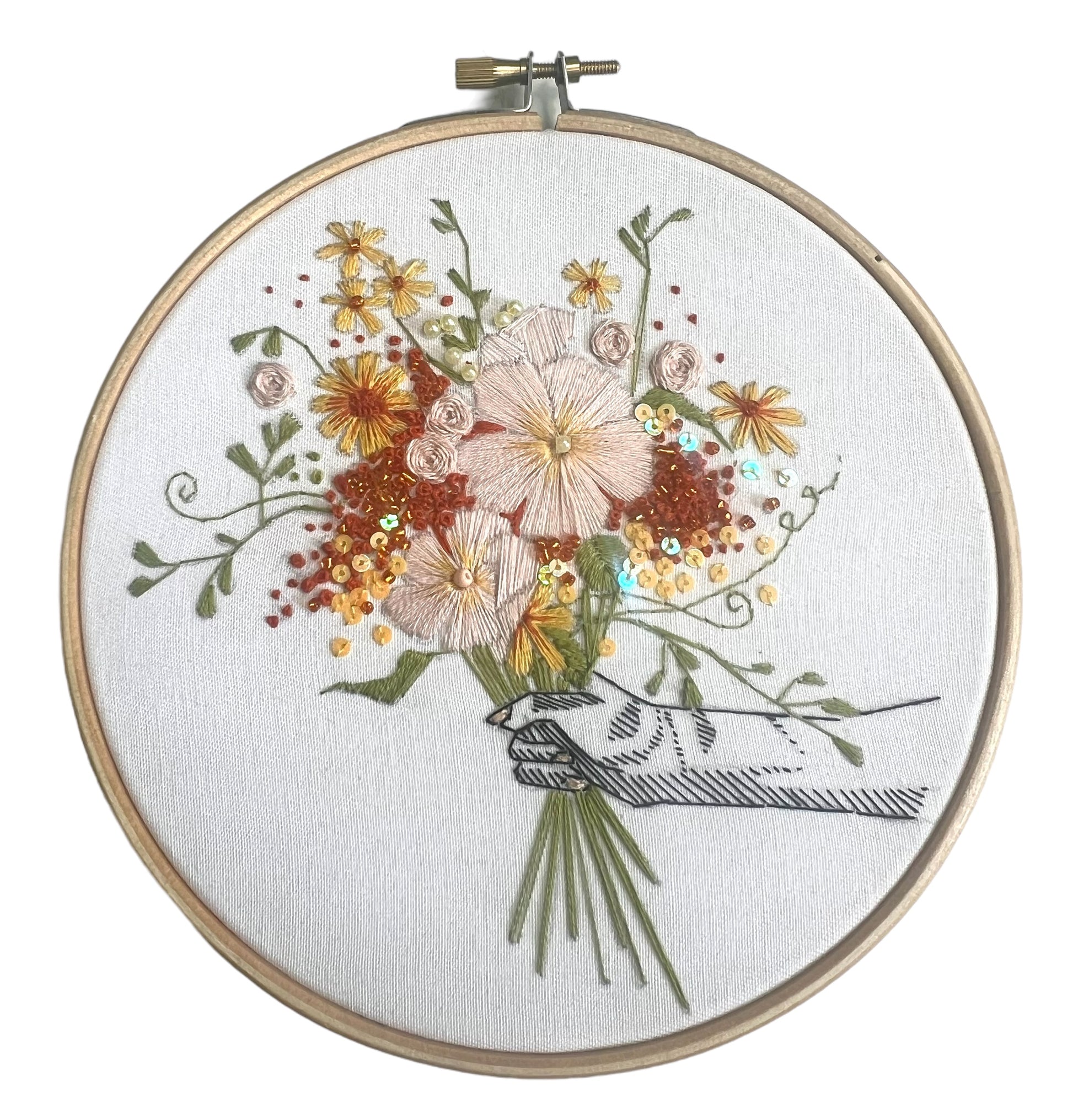 completed summer embroidery kit 