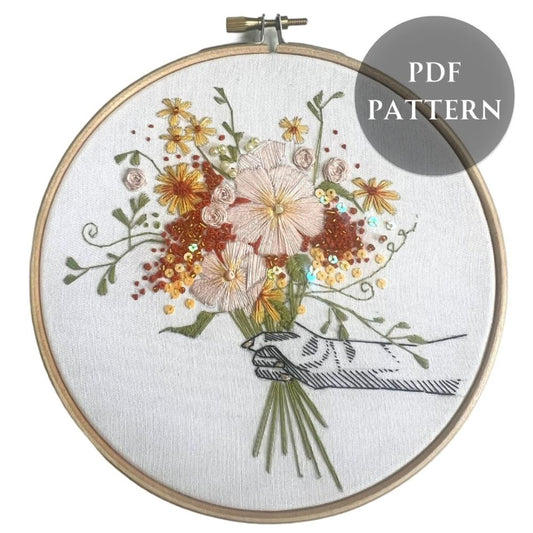Summer floral embroidery pattern 