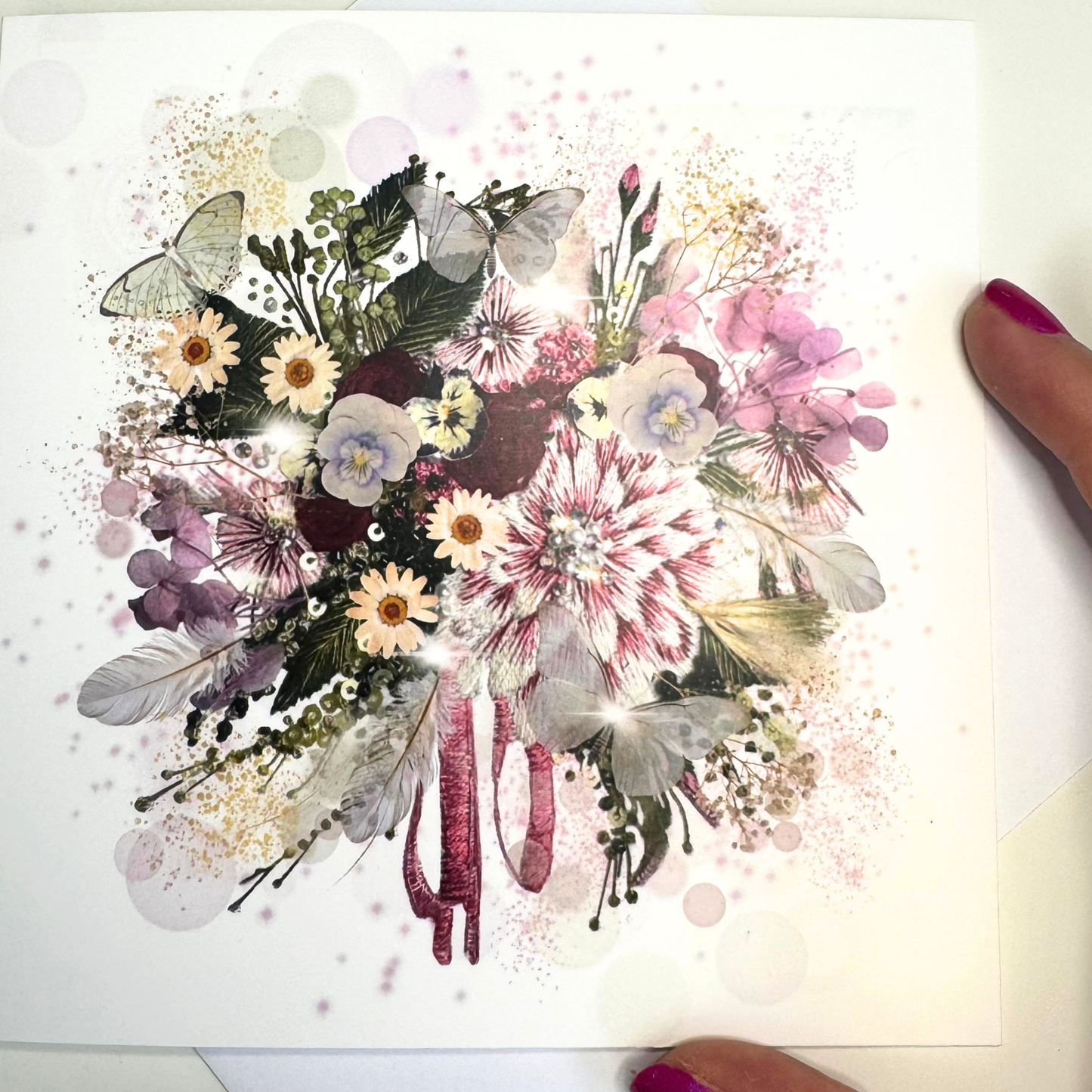 Floral Burst in Pink Greeting Card