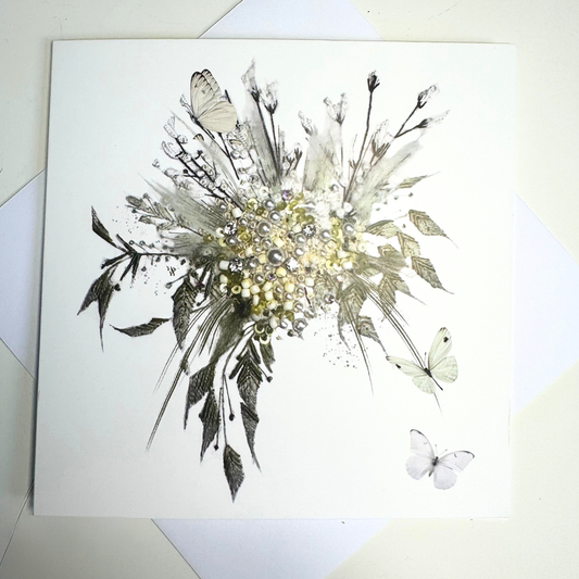 White Bouquet Greeting Card