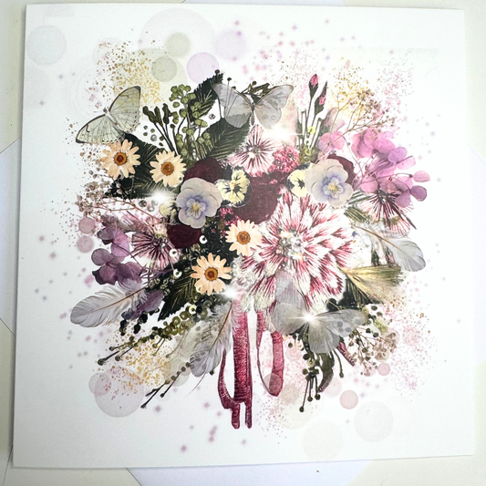 Floral Burst in Pink Greeting Card