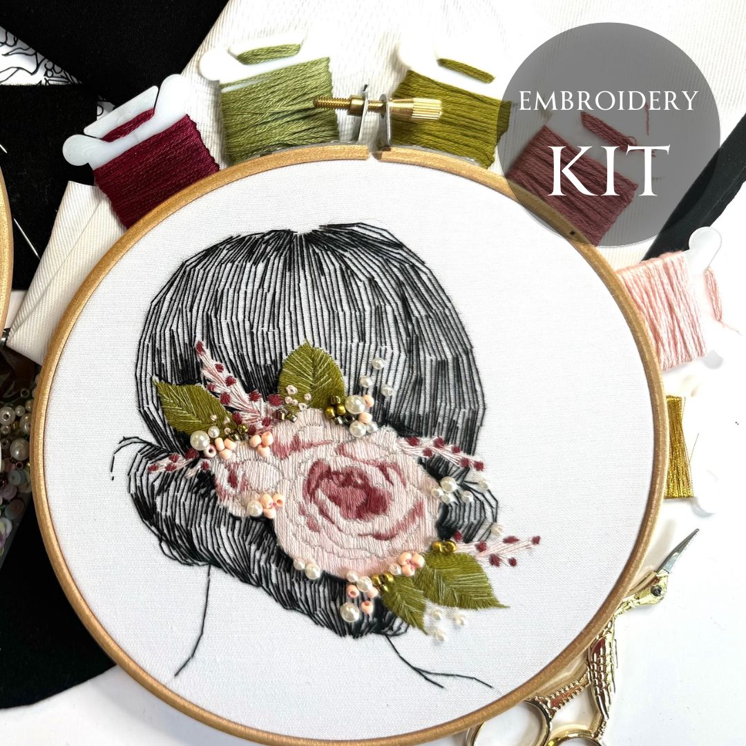 hair and flower detail embroidery kit