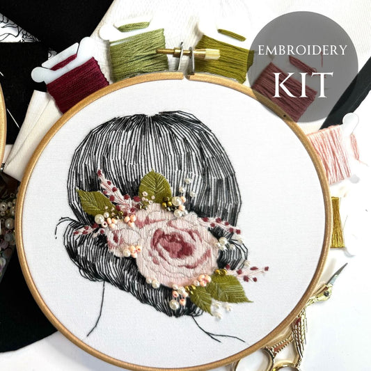 hair and flower detail embroidery kit